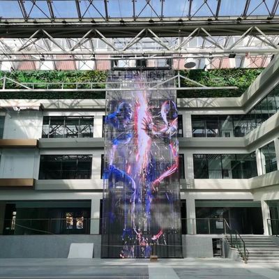 P10 LED video parete trasparente con angolo di visione di 120 gradi 10000 ore di durata