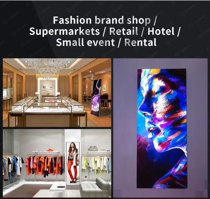 GOB P1.5 P1.8 P2 Screen di poster a LED per banner Portable Led Video Wall con ruote per negozio di fiera
