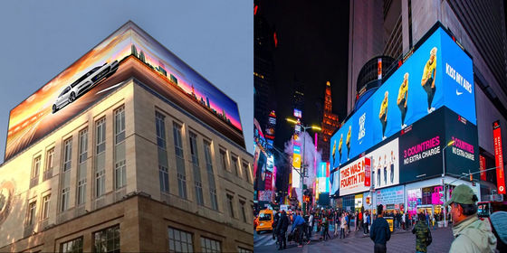 Edificio esterno curvo 3D Billboard Grande schermo video LED Display P3.9 schermo pubblicitario fisso Display esterno