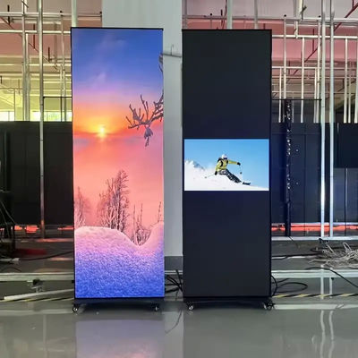 Buon prezzo 4G e WiFi Controlled LED Poster con ruote pieghevoli e P1.5mm Pixel Pitch per centri commerciali in linea